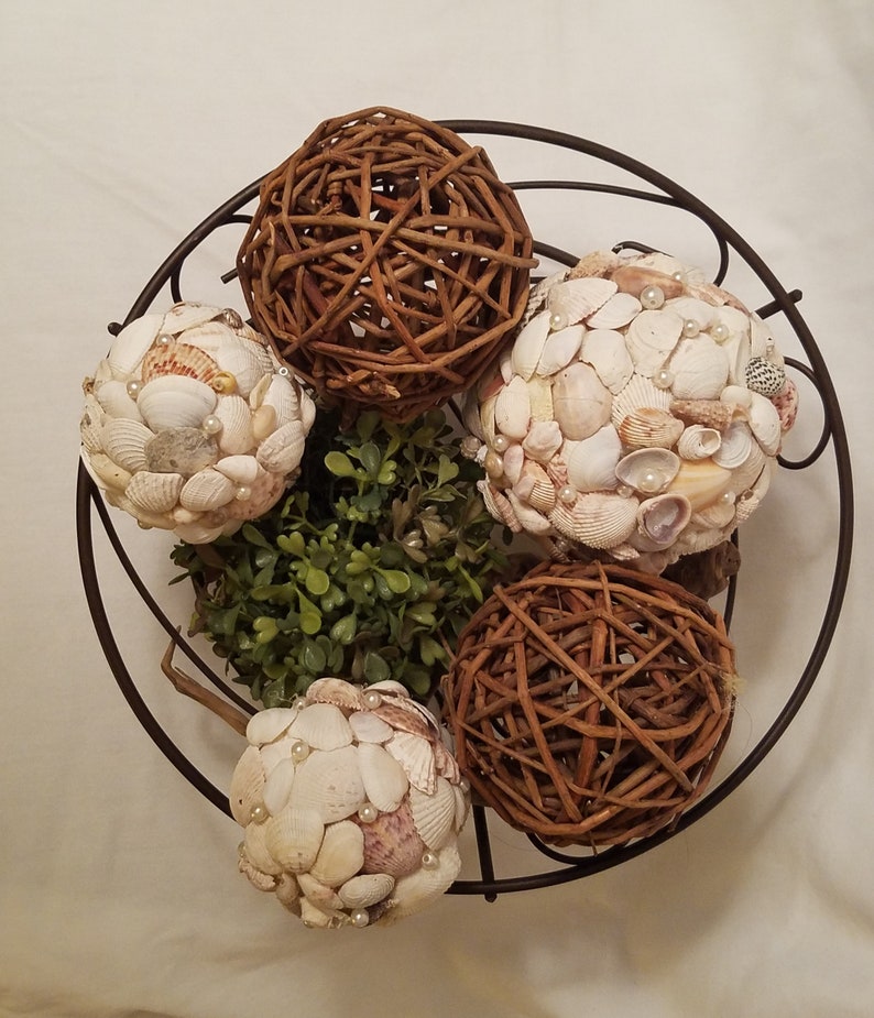 Seashell Orb Seashell Ball Beach Decor Nautical Decor Etsy