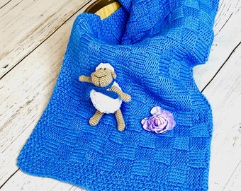 Made in USA Gift For Newborn Girl Baby Shower Gift Vegan Incredibly SOFT Pink Hand Knit Baby Blanket Baby Photo Prop Gift Box Included