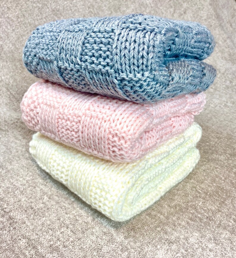 Made in USA Gift For Newborn Girl Baby Shower Gift Vegan Incredibly SOFT Pink Hand Knit Baby Blanket Baby Photo Prop Gift Box Included