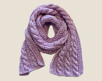 Hand knit lilac scarf 5ft long