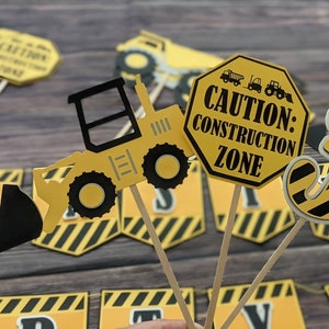 Construction cake toppers -  Construction trucks  birthday party theme - SVG file for digital download only - construction party decorations