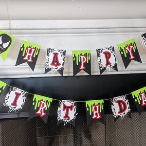 Banner de "feliz aniversário" do Venom do Homem-Aranha - SVG - arquivo digital decoração de aniversário - festa do homem aranha - download digital - marvel