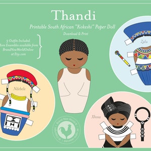 Printable South African "Kokeshi" Paper Doll