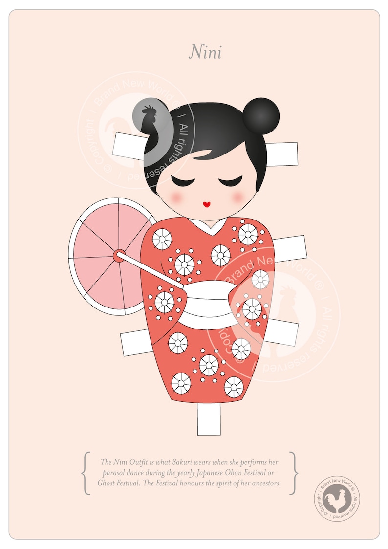 Japanese Kokeshi Printable Paper Doll - Etsy