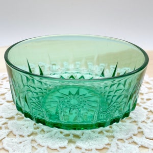 GREEN ARCOROC SMALL Glass Bowl | Vintage Bowl Dish | Dessert Dish | Retro Bowl Dish | 1950s 1960s | Mid Century Glassware