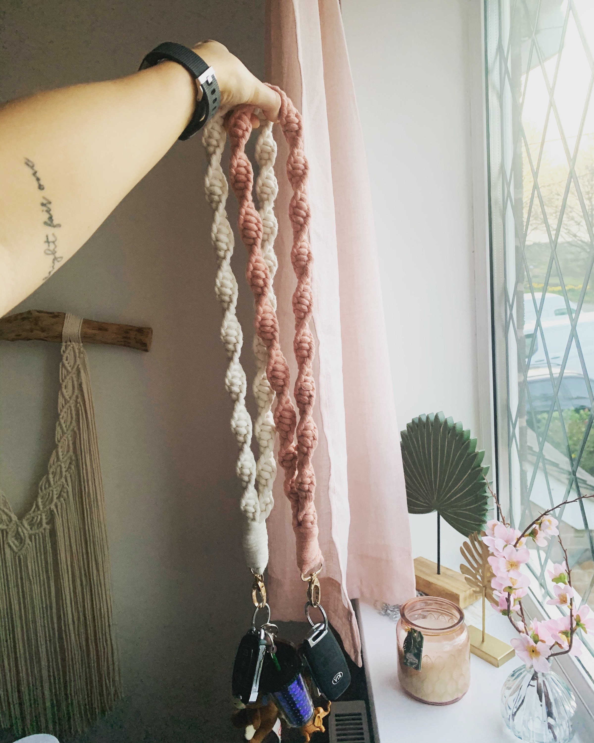 Macrame Spiral Lanyard Handmade Lanyard for Keys ID Card Etsy