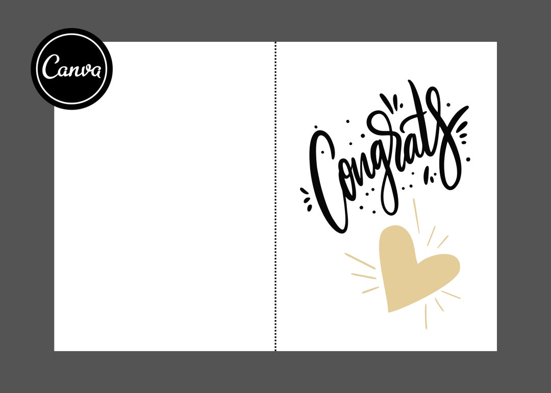 Simple White Congrats Congratulations Card Foldable Printable - Etsy