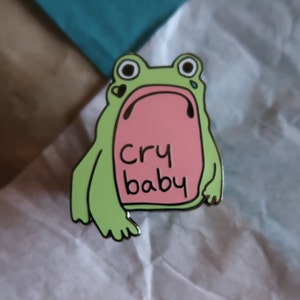 Crying Frog Enamel Pin, Cry Baby Frog