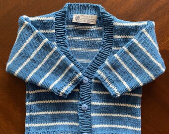 Beautiful hand knit baby boy cardigan