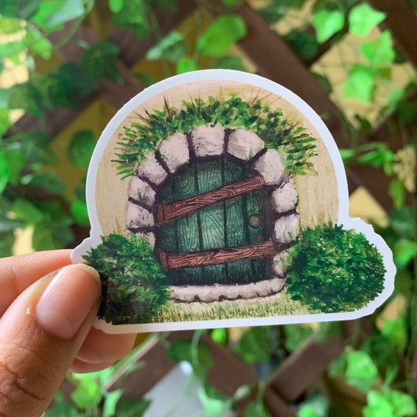 Hobbit Inspired Cottage Door Vinyl sticker / Fairy Core/ Cottage door/ Enchanted forest/LOTR Laptop decal