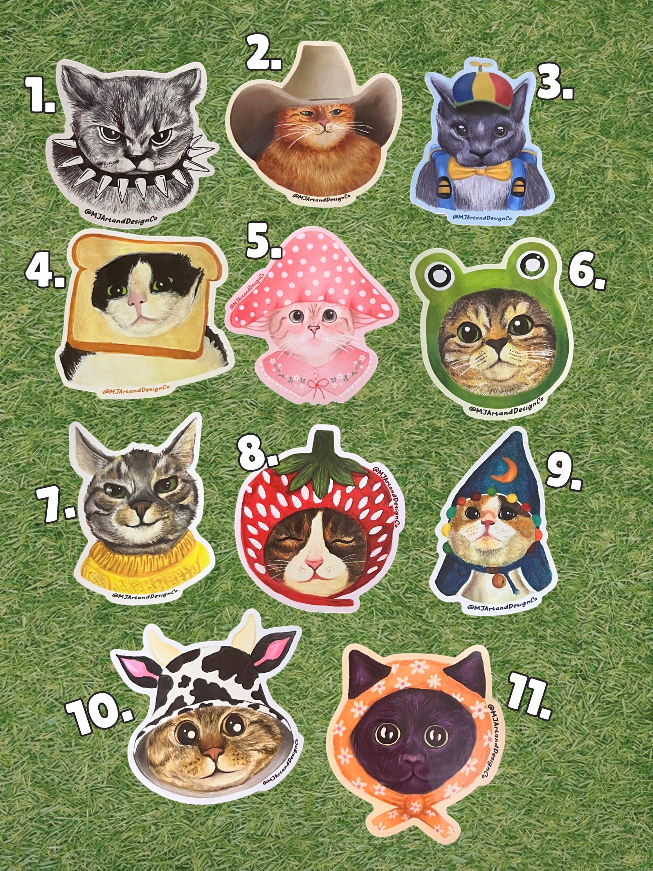 Cute and Funny Cat Sticker Pack/ Set of 4/ Meme Cats/ Wizard Cat, Bread ...