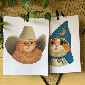 Cute and Funny Cat Portrait Print/ 8.5x11 Art print/cat lovers gift/ Wizard Cat, Strawberry Cat, Sweater Cat, Frog Cat/ Cat Wall Art