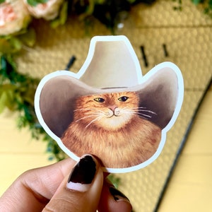 Meowdy Partner/Funny Cowboy Cat Sticker and Greeting Card/Cowboy A2 Card/ Cute Cat Sticker/ Gifts for Cat lovers/ Funny Western Texas Cat image 4