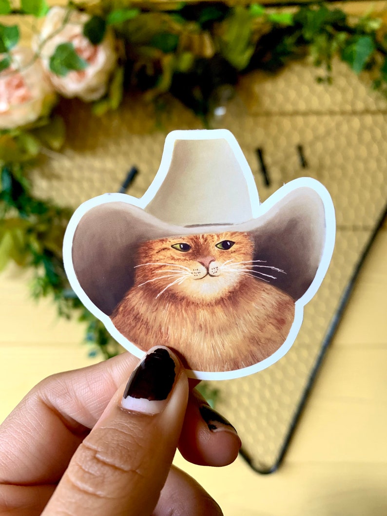 Meowdy Partner/Funny Cowboy Cat Sticker and Greeting Card/Cowboy A2 Card/ Cute Cat Sticker/ Gifts for Cat lovers/ Funny Western Texas Cat image 4