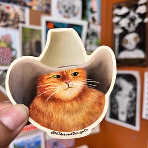 Tarjeta de felicitación de Meowdy Partner: Gato vaquero/Gato atigrado divertido/Tarjeta A2/Gato del oeste de Texas/Regalo para amantes de los gatos/Para él, para ella imagen 2