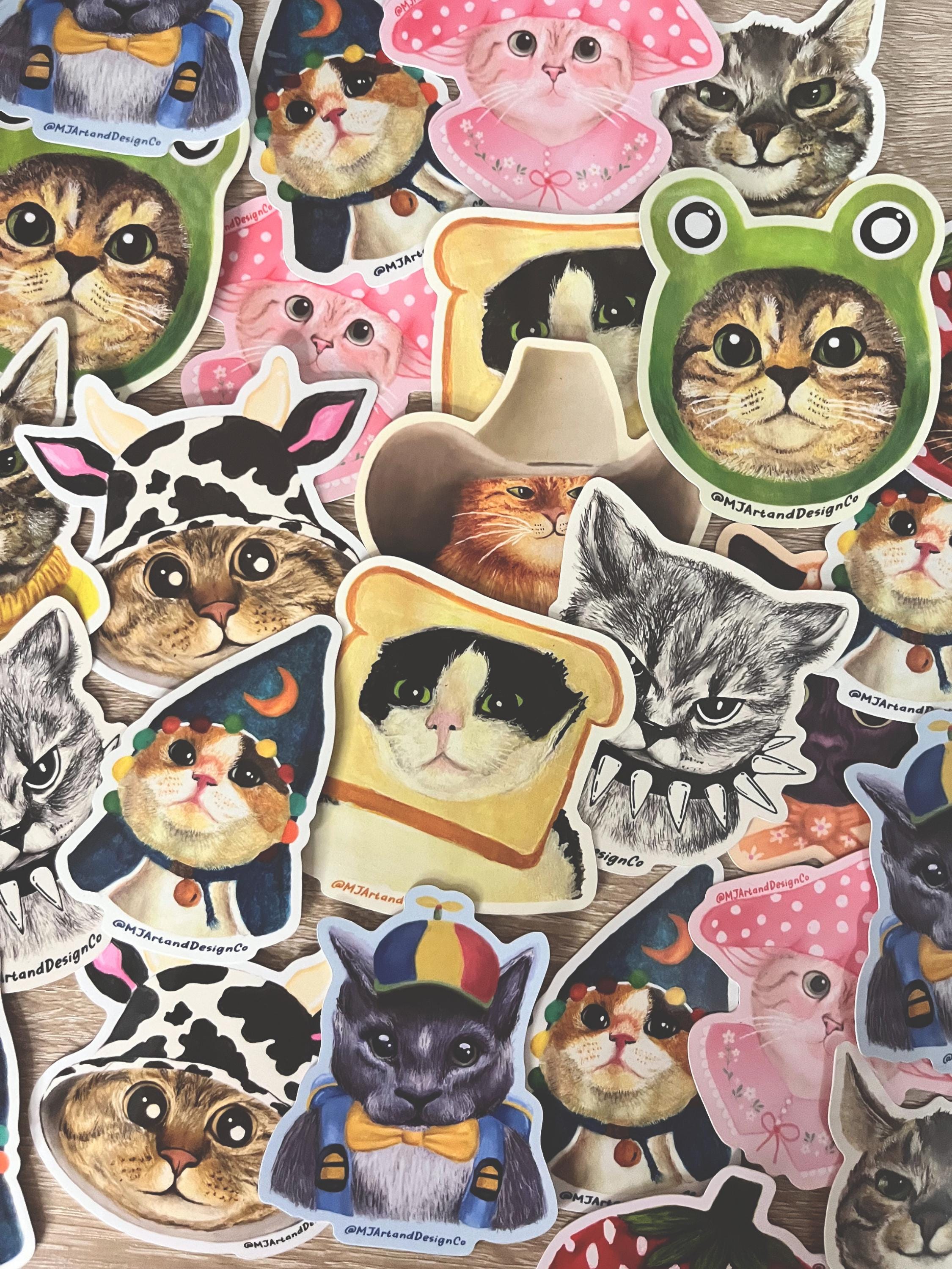 Cute and Funny Cat Sticker Pack/ Set of 4/ Meme Cats/ Wizard Cat, Bread ...