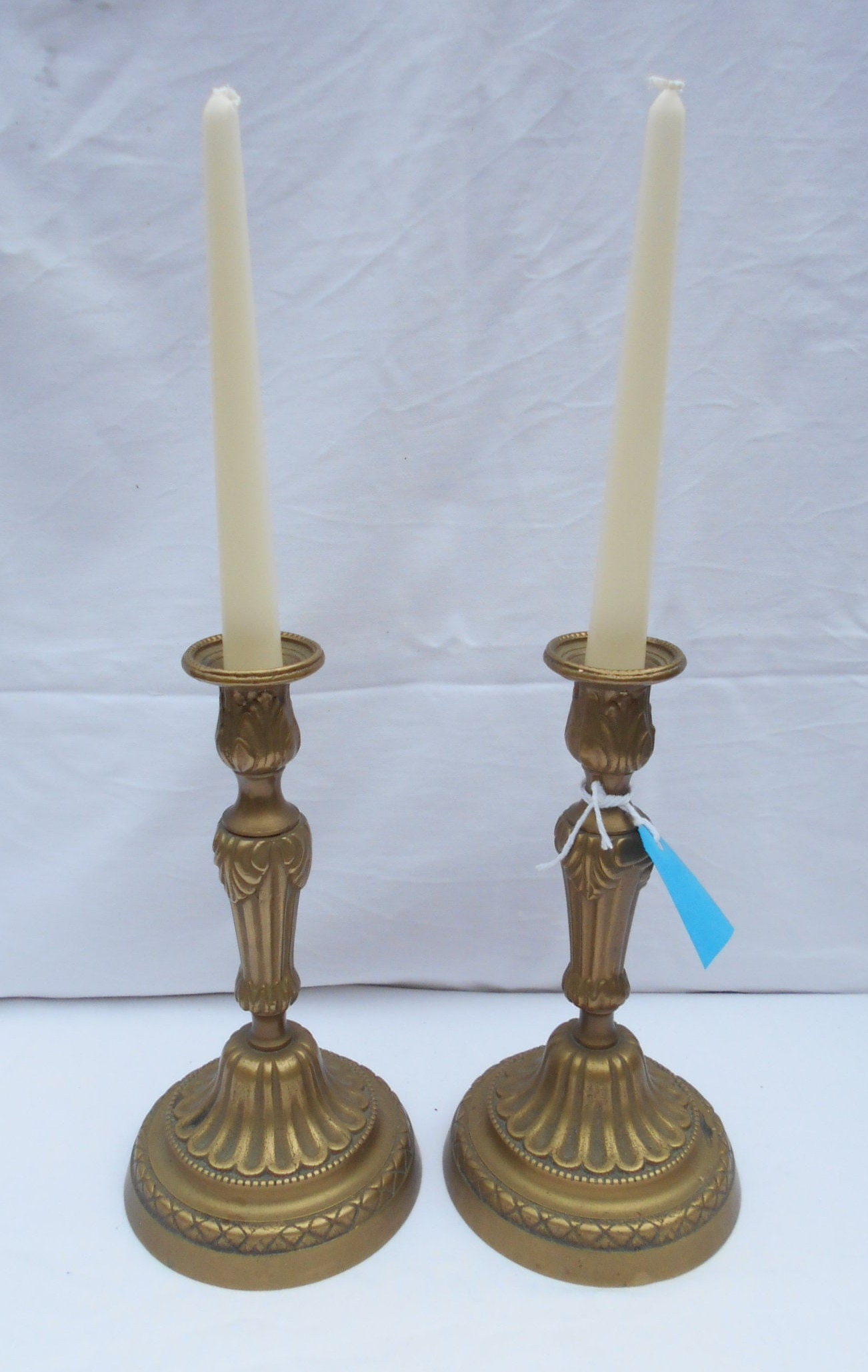 Paire de Chandeliers Vintage Français Solid Bronze