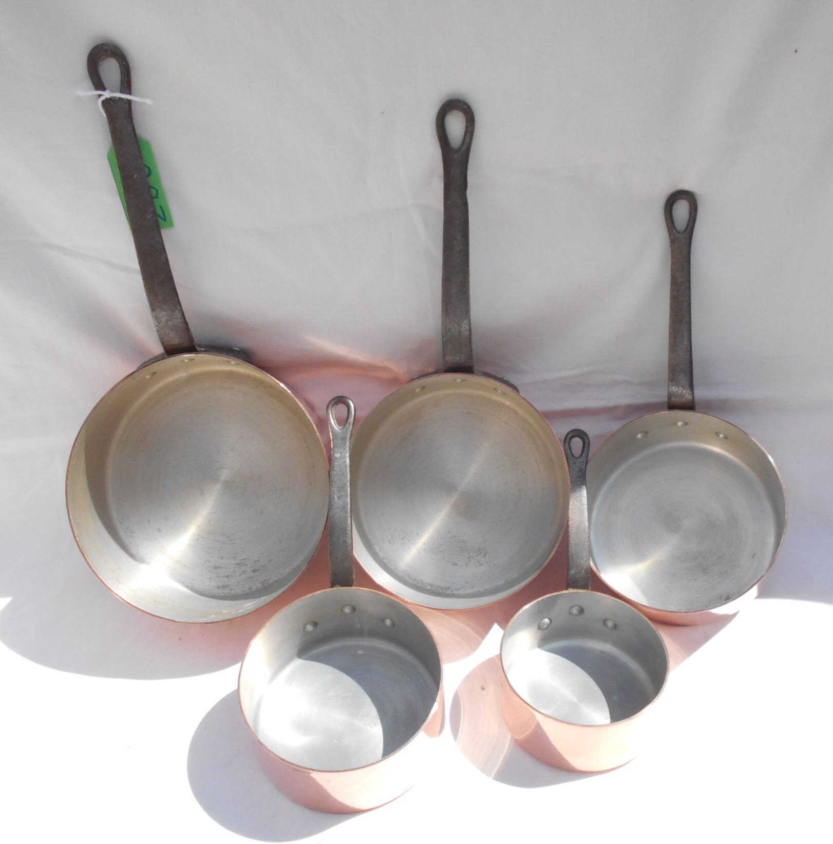 Vintage 2mm Français Copper Pans Series Of 5 - Heavy 5906G