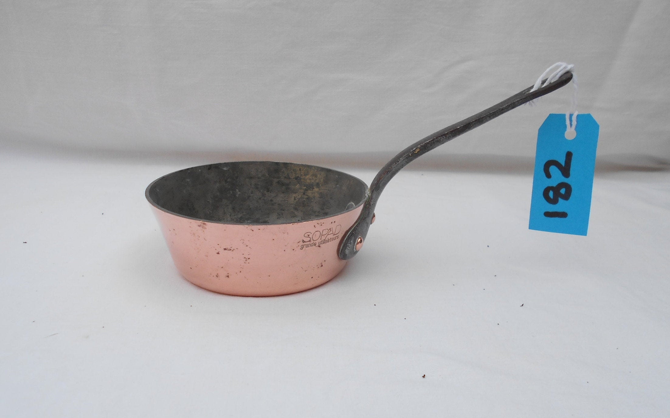 Vintage Français Poêle en Cuivre Martelé 2mm - Estampé Sopad Grands Utilisateurs