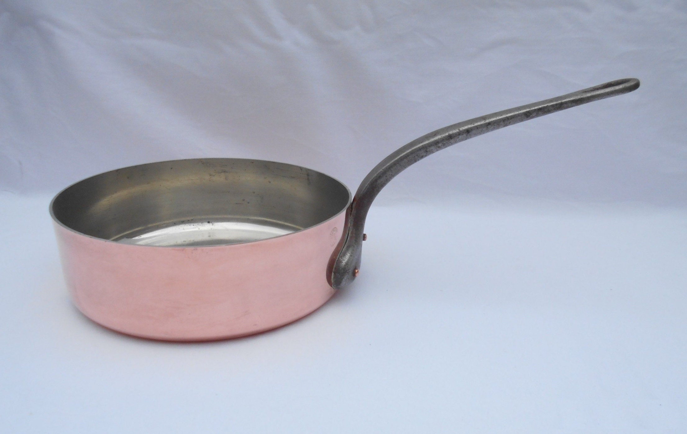 Vintage L.lecellier Villedieu Poêle en Cuivre/Sautè Pan 2mm Épais