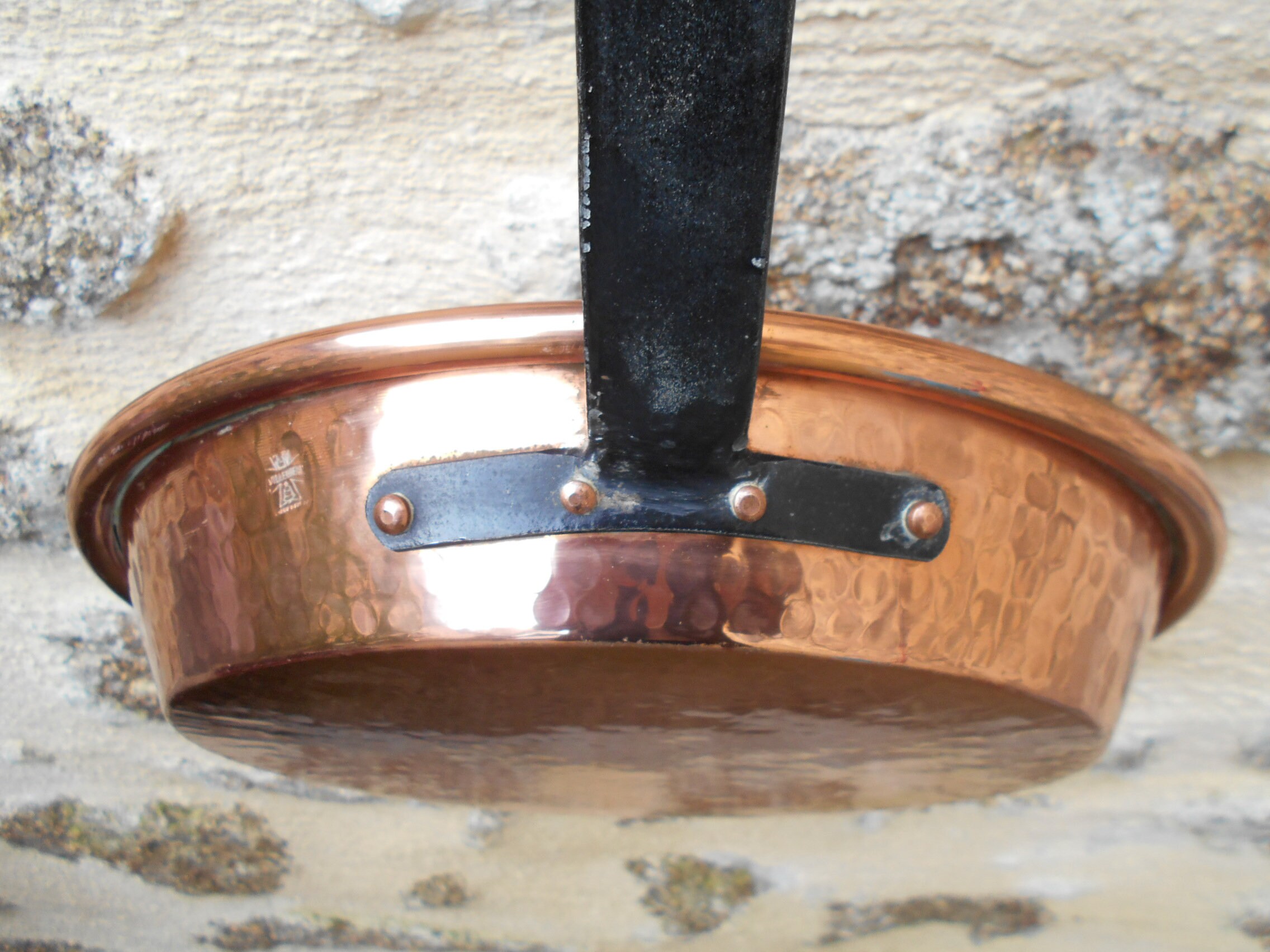 Vintage Français Villedieu Long Handle Fireside Copper Pan