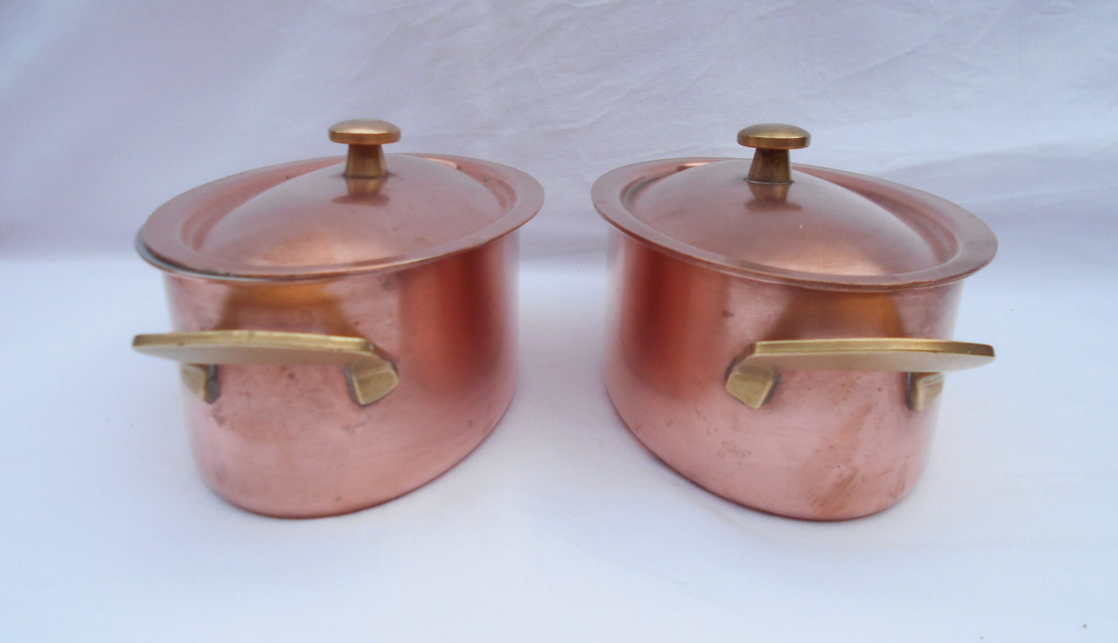 Chomette Vintage Favor Swiss Copper Cocotte Pans/Oven Pans, Set de 2