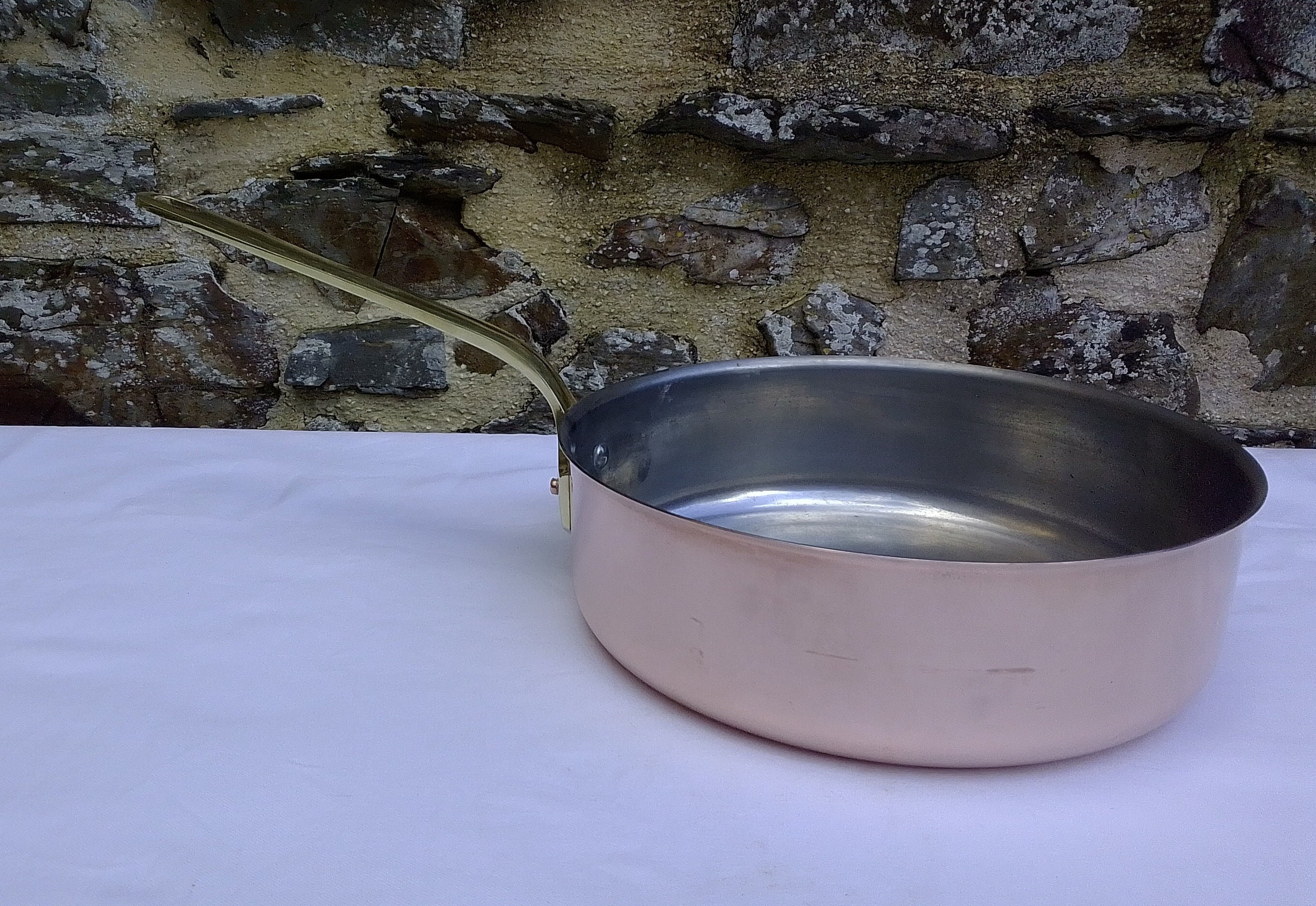 Cuivre Français Vintage avec Manche en Bronze Poêle/Sautè