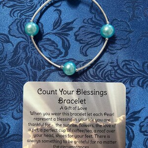 Gift of Love Blessing Bracelet Aqua / pearl stretchy mom daughter jewelry blessed grateful gratitude sister friendship faith love bracelet