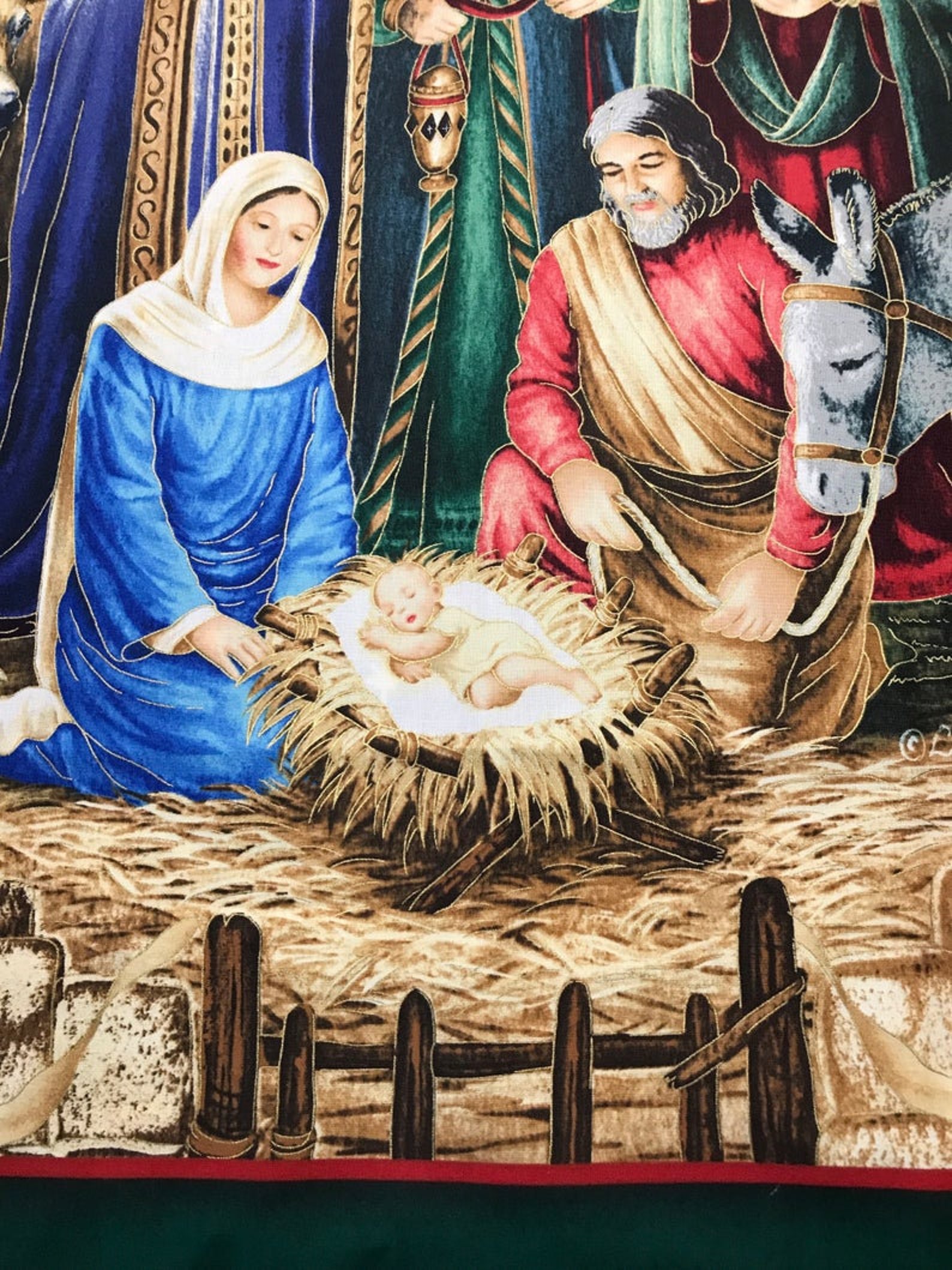 Nativity Fabric Panel Bethlehem by Liz Goodrick Dillon for Etsy