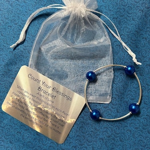 Gift of Love Blessing Bracelet Blue / pearl stretchy mom daughter jewelry blessed grateful gratitude sister friendship faith love bracelet