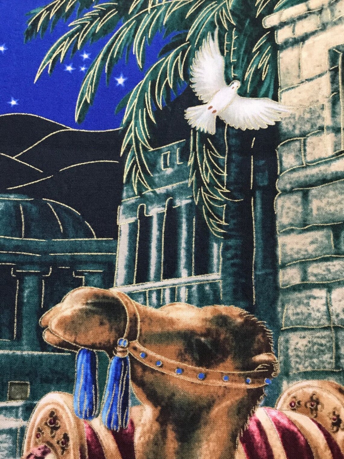 Nativity Fabric Panel Bethlehem by Liz Goodrick Dillon for Etsy