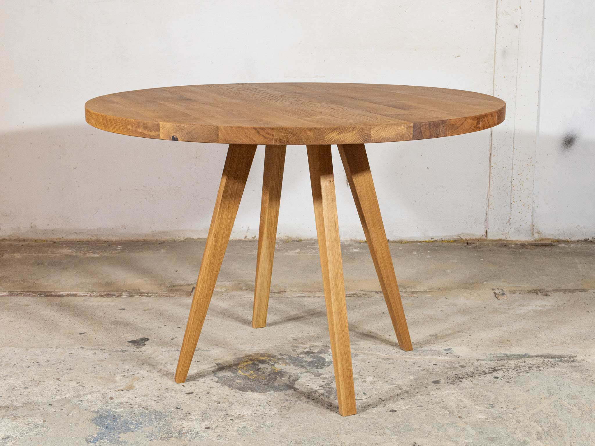 Round Dining Table in Solid Oak Wood / Kitchen Table Wooden Etsy