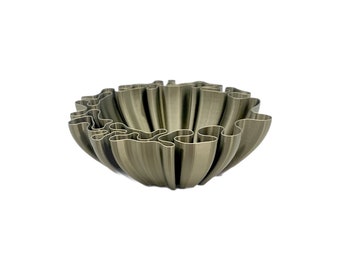 3D Printed Bronza Wavy Bowl – Modern Home Decor Centerpiece