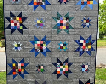 Handmade Quilt – 48.5” x 60” Throw Blanket, Patchwork Lap Quilt, Farmhouse Cottagecore Home Décor, Cozy Handmade Gift