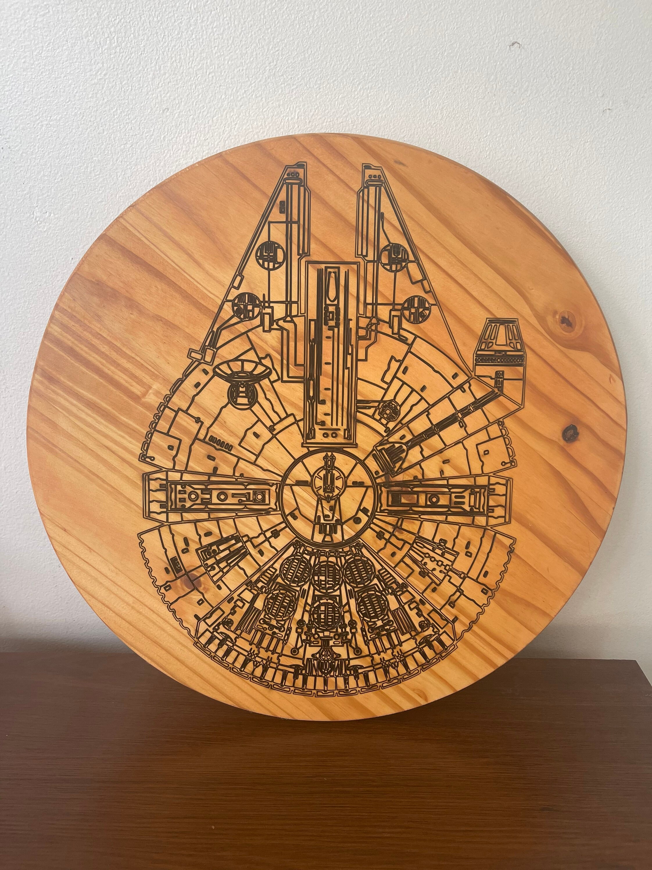 Star Wars Millennium Falcon Wood Plaque 18 Round Etsy