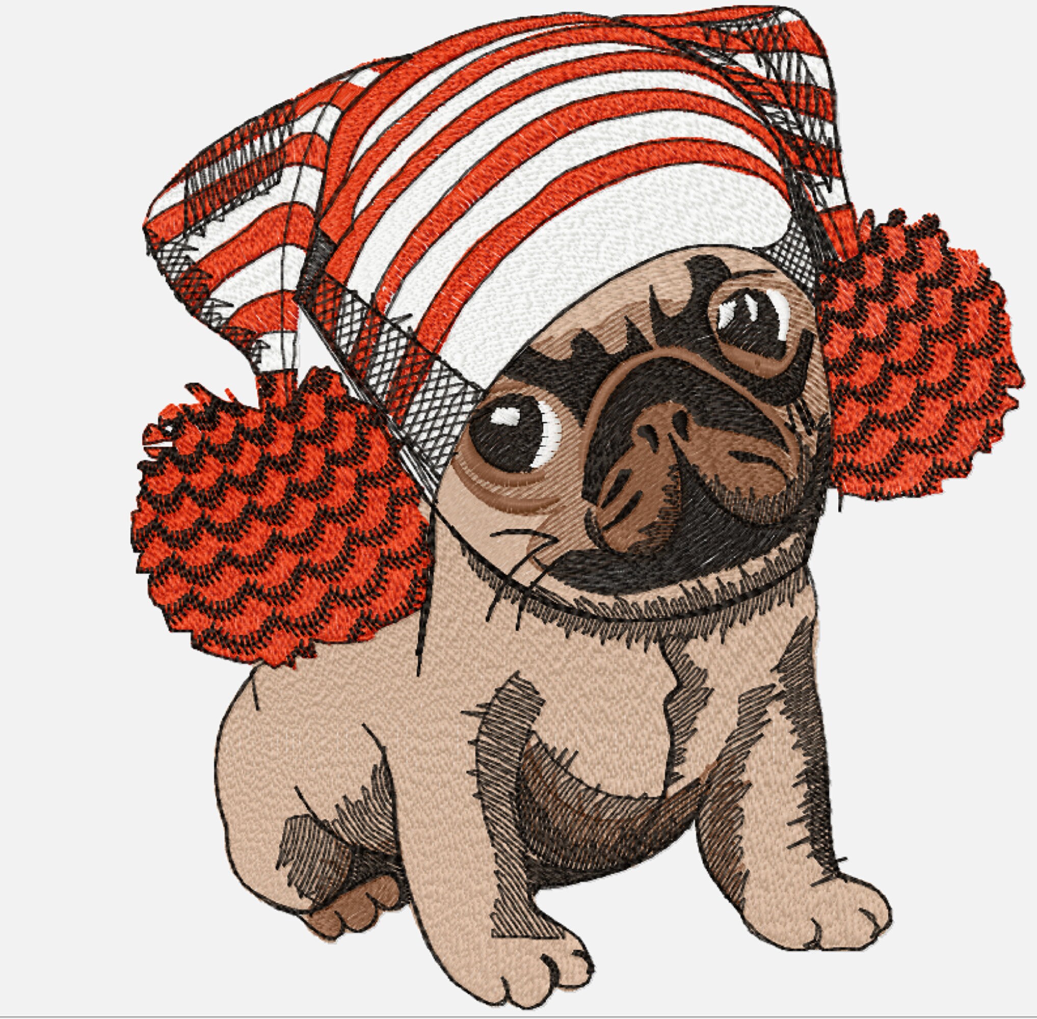 Embroidery pug in a hat machine embroidery design pug  etsy Embroidery pug in a hat machine embroidery design pug  etsy