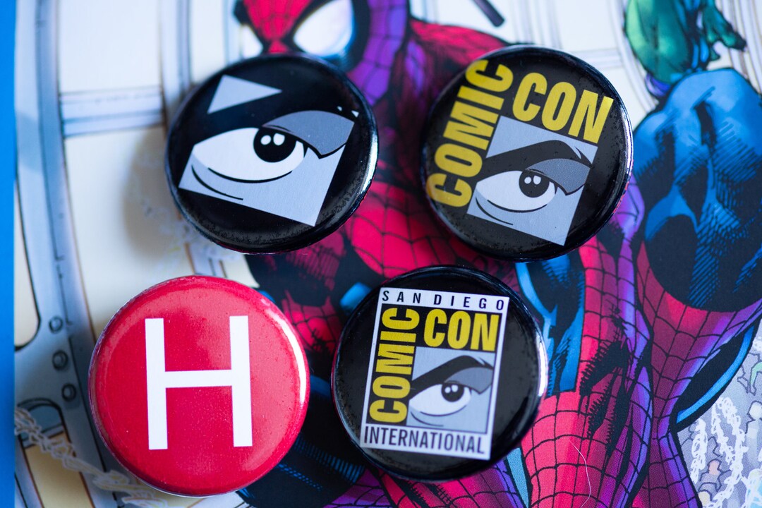 SDCC 2021 San Diego Comiccon Button Pin Set of 4 Badges Comic