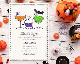 Ghouls Night Cocktail Party Invite-Digital and Editable Instant Download