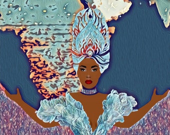 Mama Africa / Download digitale, arte stampabile, illustrazione donna nera, arte femminile afroamericana
