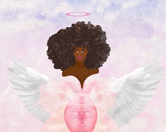 Angel Eyes / Download digitale, Arte stampabile, Illustrazione donna nera, Arte femminile afroamericana, Arte cristiana