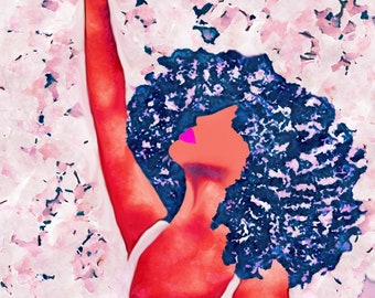 Gloria / Download digitale, Arte stampabile, Illustrazione donna nera, Arte femminile afroamericana, Arte cristiana