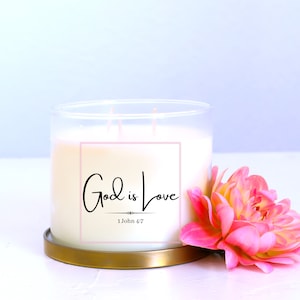 God is Love Minimalist Candle | 1 John 4:7 | Christian Candle | Christian Gift | Prayer Candle | Faith Based Candle | Unique Gift
