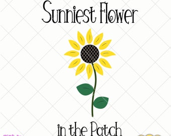 Sunflower PNG JPG Sunniest Flower in the Patch clipart for sublimation download stickers planners tee shirts pins printables signs websites
