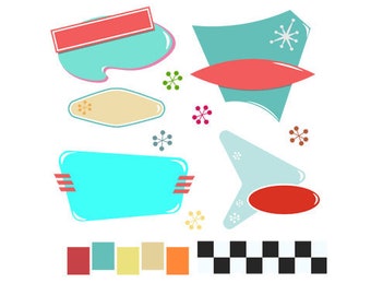 Vintage PNG JPG blank signs diner commercial license planner stickers tee shirts pins printables signs websites party card invites geometric
