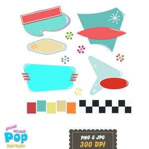 Vintage PNG JPG blank signs diner commercial license planner stickers tee shirts pins printables signs websites party card invites geometric