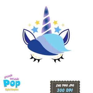 Unicorn SVG PNG JPG cute night stars unicorn face commercial license clipart sublimation signs tee shirts planner stickers invites
