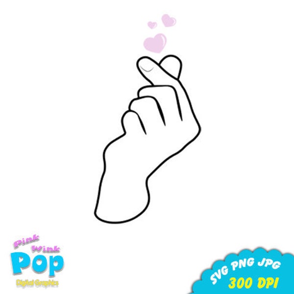 Korean Finger Heart Clipart SVG PNG JPG vector commercial license kpop kdrama planner stickers sublimation party white day valentines cute