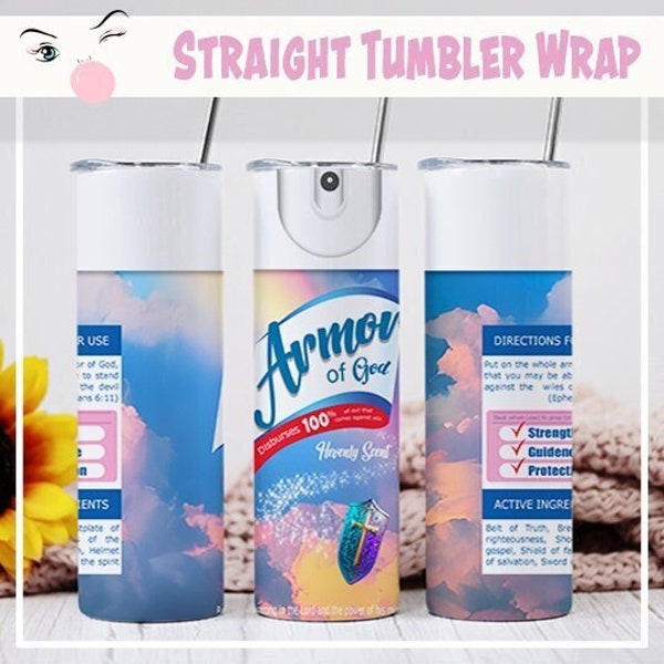 Armor of God Skinny Tumbler Sublimation Wrap Spray Can Design