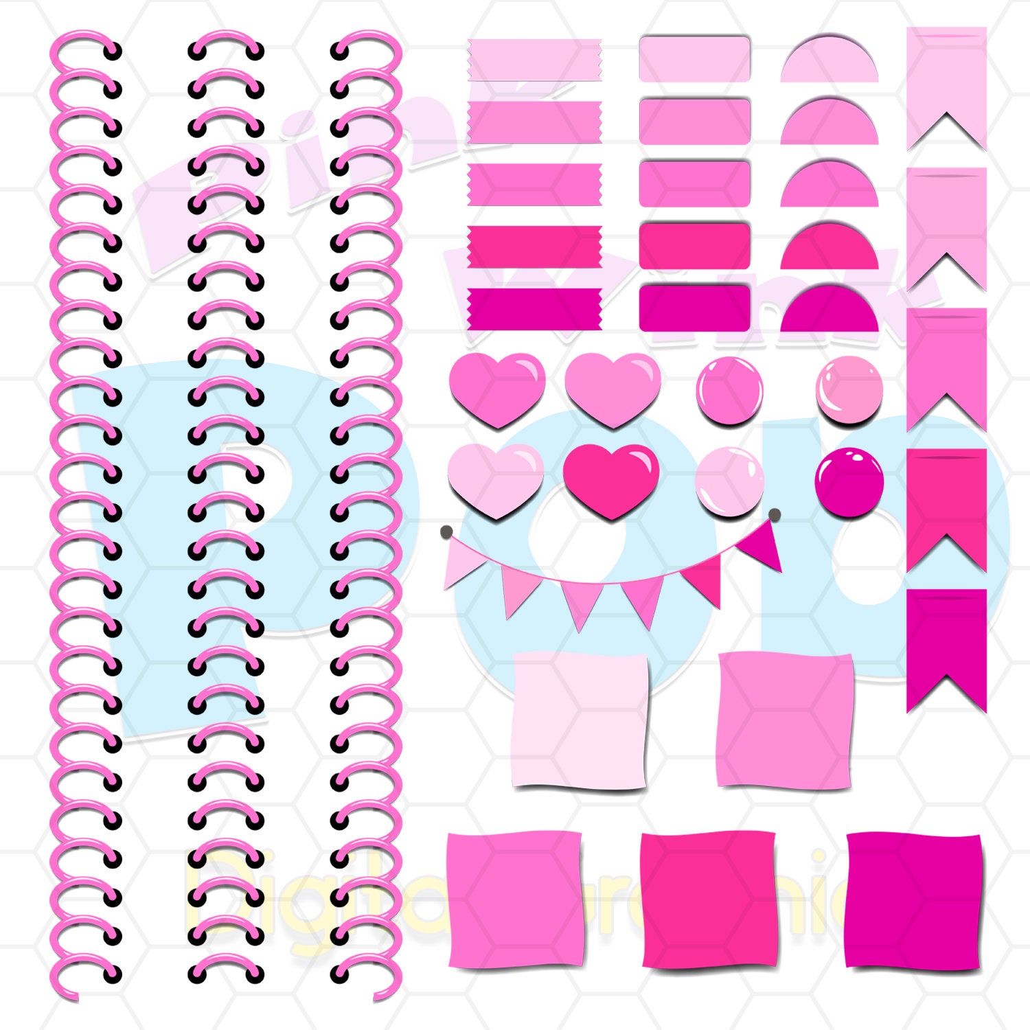 Binder Rings PNG Pink Candy Planner Rings Commercial License Book Spine