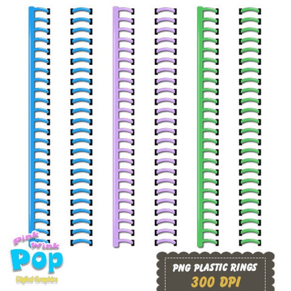 Binder Rings PNG Plastic Blue Purple Green Planner Elements Etsy